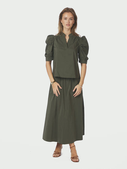 Roella Poplin Blouse Army Neo Noir