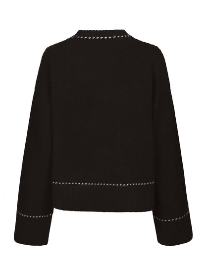 Roeme Knit Stitch Blouse Dark Brown Neo Noir