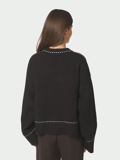 Roeme Knit Stitch Blouse Dark Brown Neo Noir