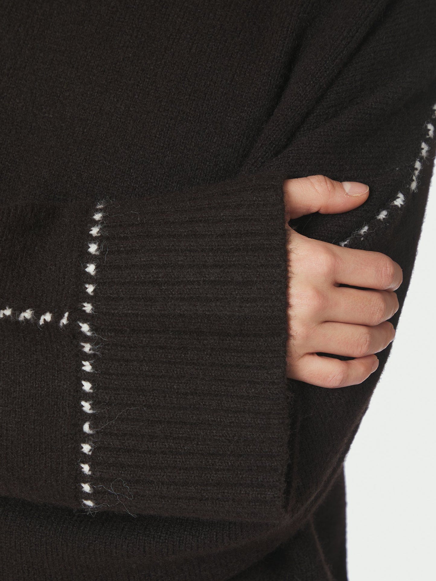 Roeme Knit Stitch Blouse Dark Brown Neo Noir