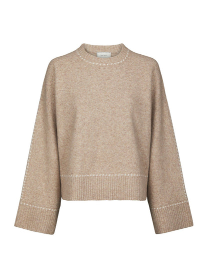 Roeme Knit Stitch Blouse Beige Melange Neo Noir