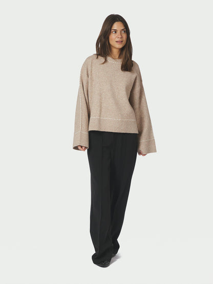 Roeme Knit Stitch Blouse Beige Melange Neo Noir