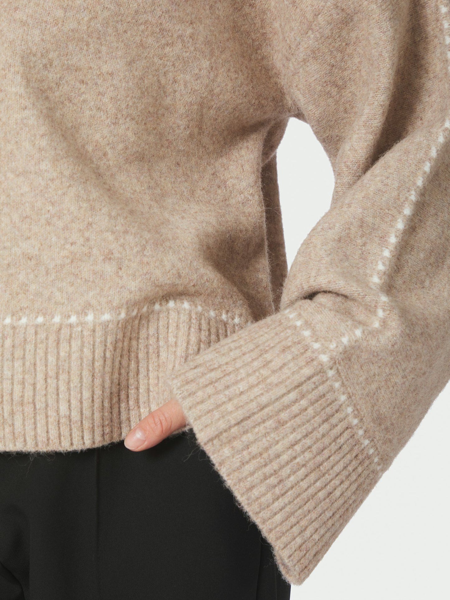 Roeme Knit Stitch Blouse Beige Melange Neo Noir