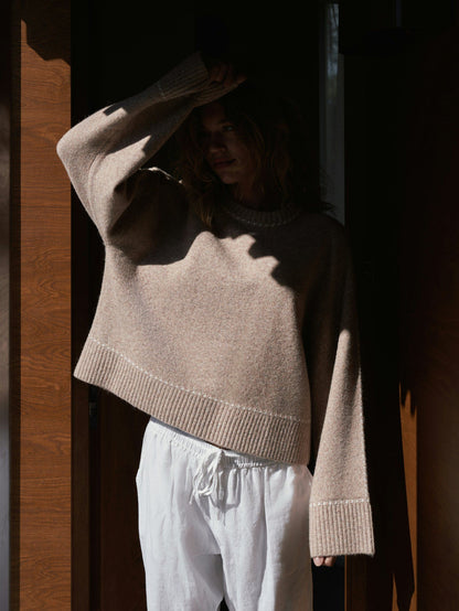 Roeme Knit Stitch Blouse Beige Melange Neo Noir