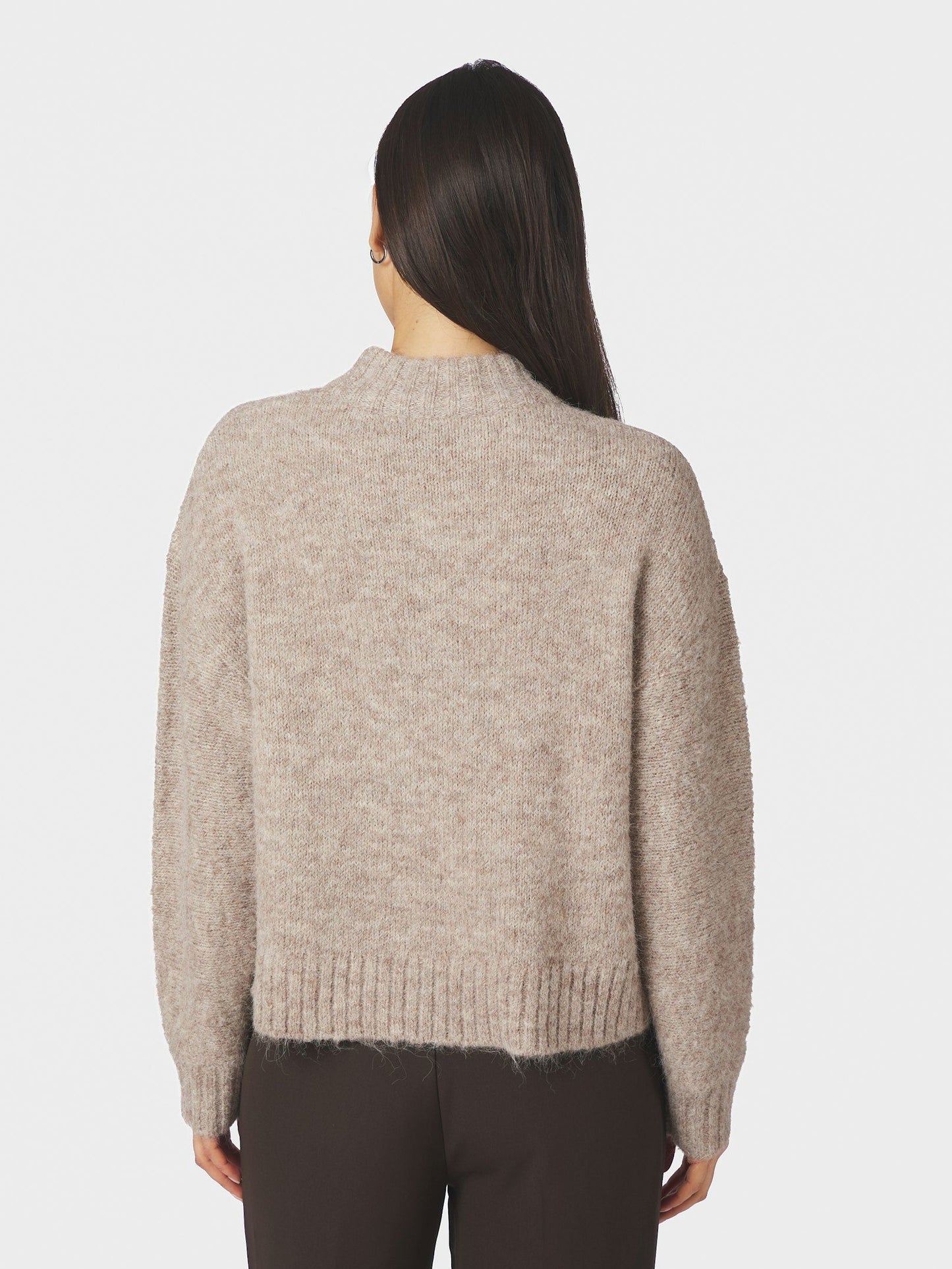 Taura Fluffy Knit Cardigan Beige Melange Neo Noir