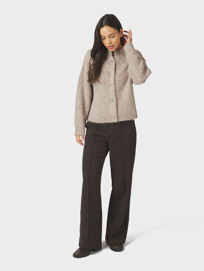 Taura Fluffy Knit Cardigan Beige Melange Neo Noir