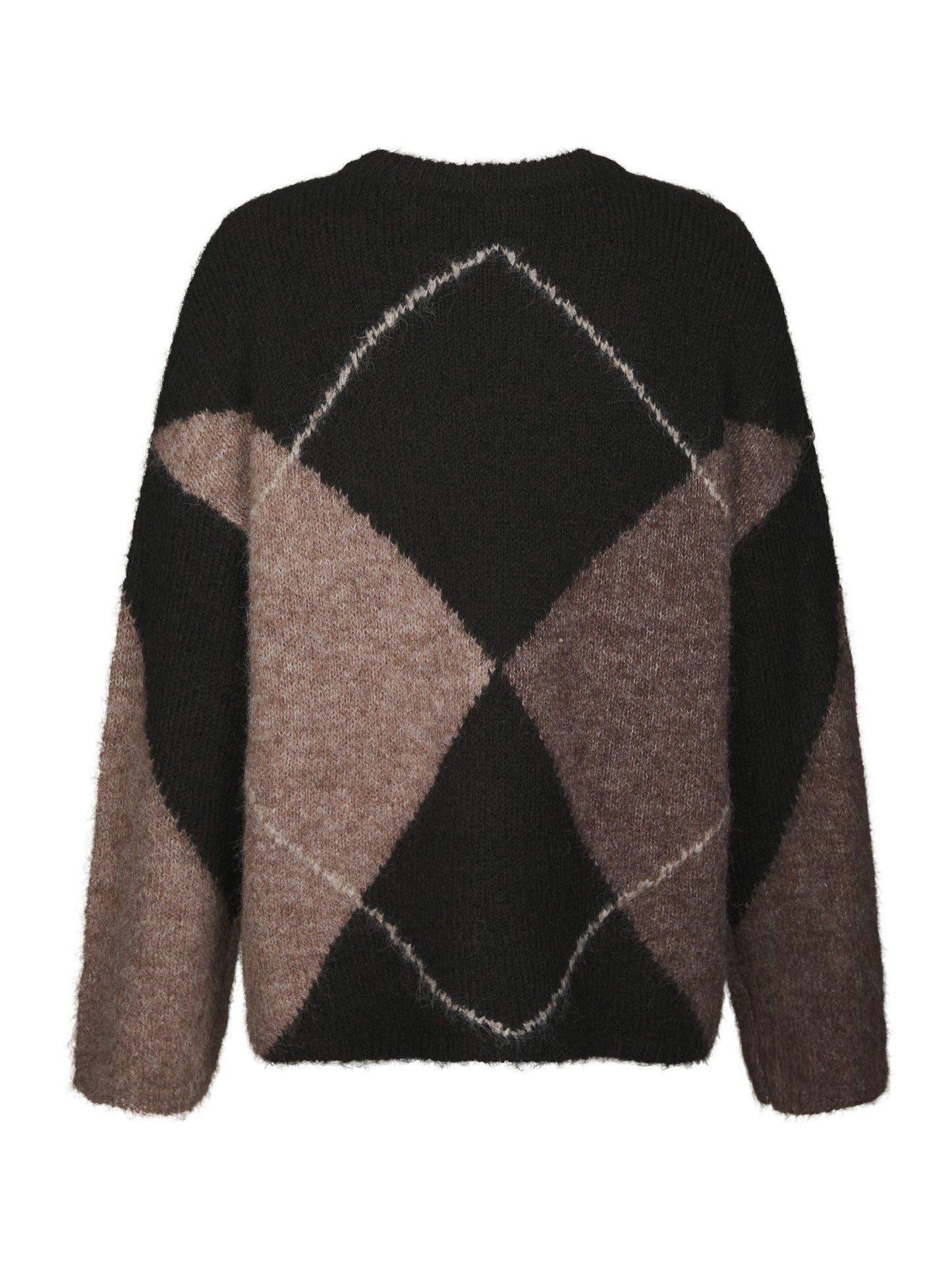Inga Check Fluff Knit Blouse Dark Brown Neo Noir
