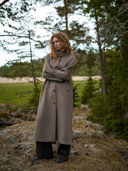 Keaton Wool Coat Taupe Neo Noir
