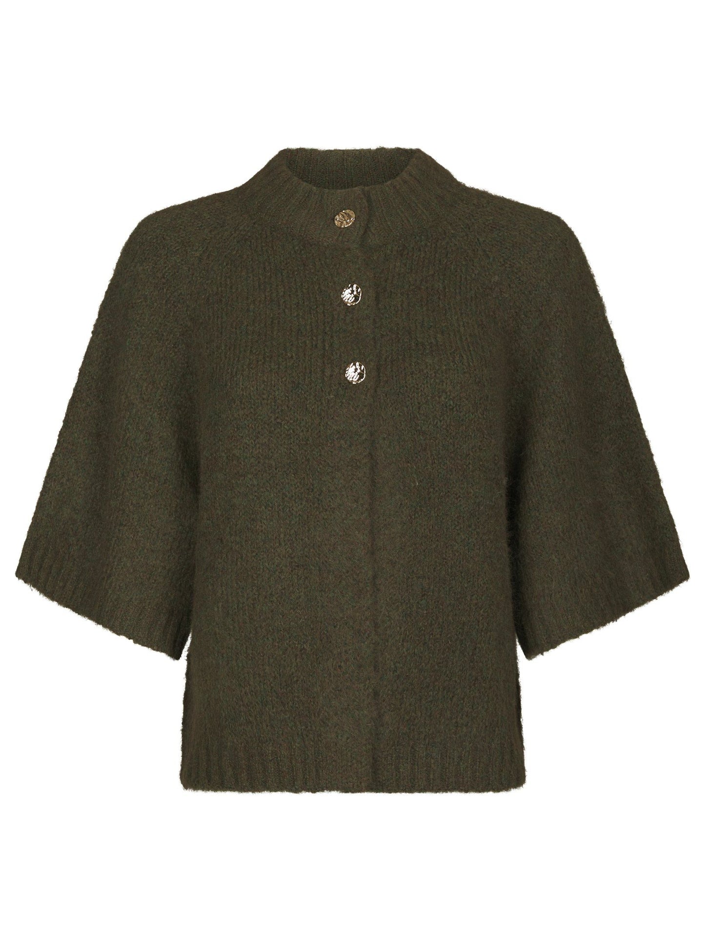 Benuta Fluffy Knit Cardigan Army Neo Noir