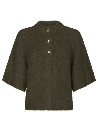 Benuta Fluffy Knit Cardigan Army Neo Noir
