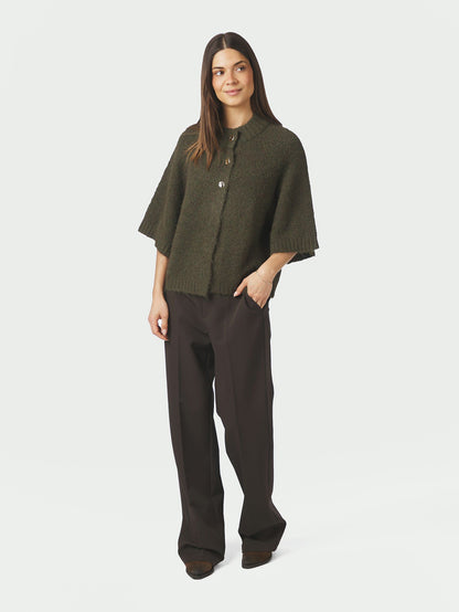 Benuta Fluffy Knit Cardigan Army Neo Noir