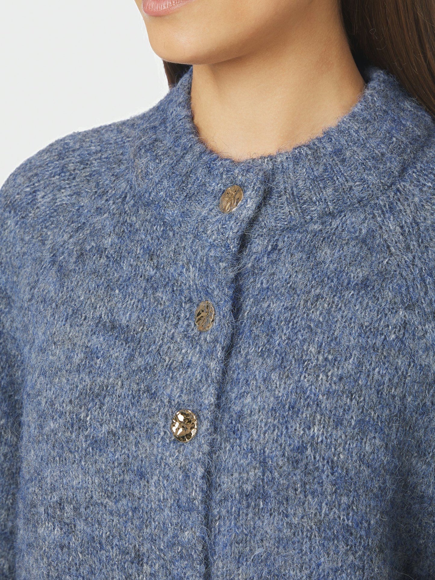 Benuta Fluffy Knit Cardigan Smoke Blue Neo Noir