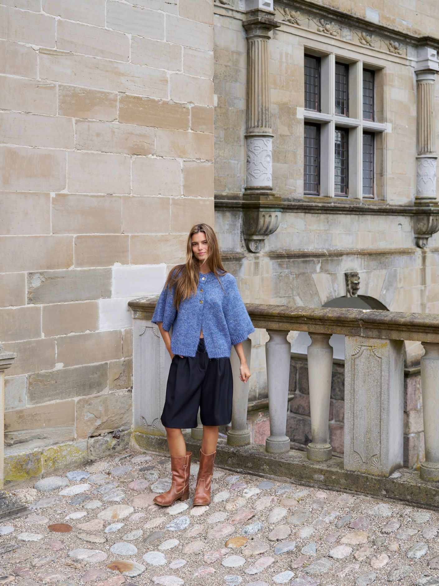 Benuta Fluffy Knit Cardigan Smoke Blue Neo Noir