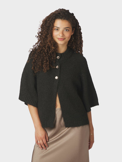 Benuta Fluffy Knit Cardigan Dark Brown Neo Noir