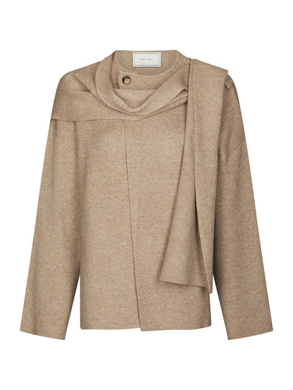 Wals Knit Scarf Blouse Beige Neo Noir