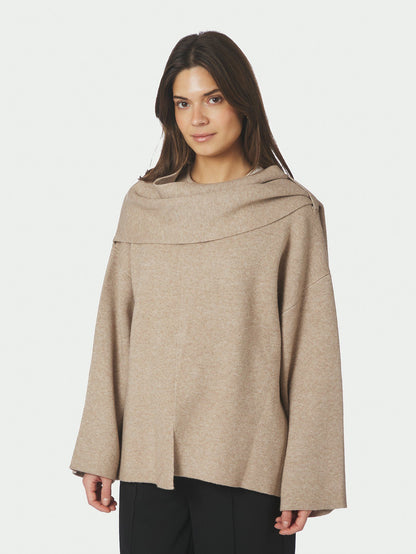 Wals Knit Scarf Blouse Beige Neo Noir