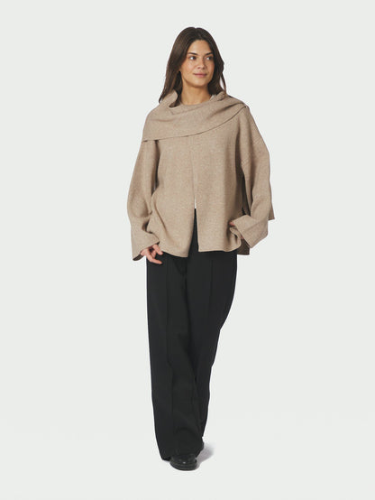 Wals Knit Scarf Blouse Beige Neo Noir
