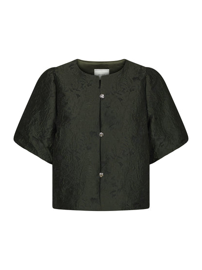 Aisa Brocade Blouse Dark Green Neo Noir