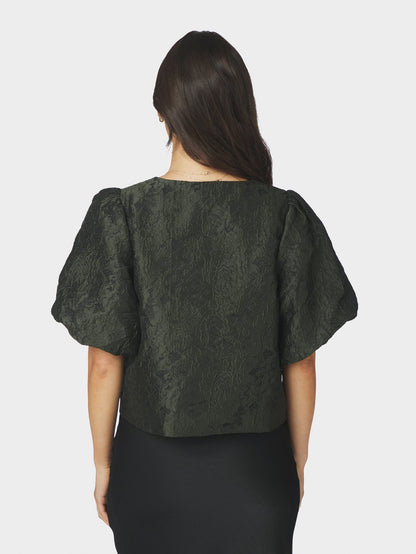 Aisa Brocade Blouse Dark Green Neo Noir