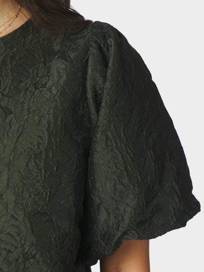 Aisa Brocade Blouse Dark Green Neo Noir
