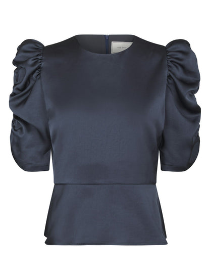 Benua Heavy Sateen Blouse Midnight Blue Neo Noir