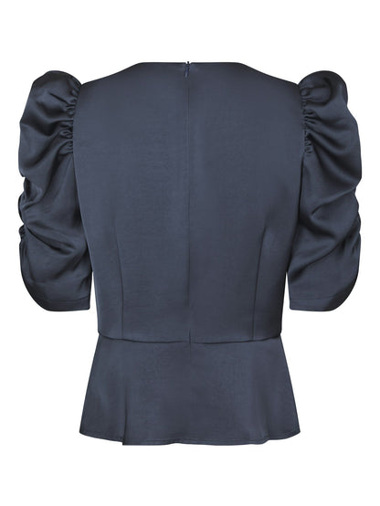 Benua Heavy Sateen Blouse Midnight Blue Neo Noir