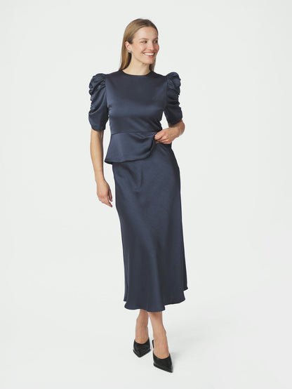 Benua Heavy Sateen Blouse Midnight Blue Neo Noir