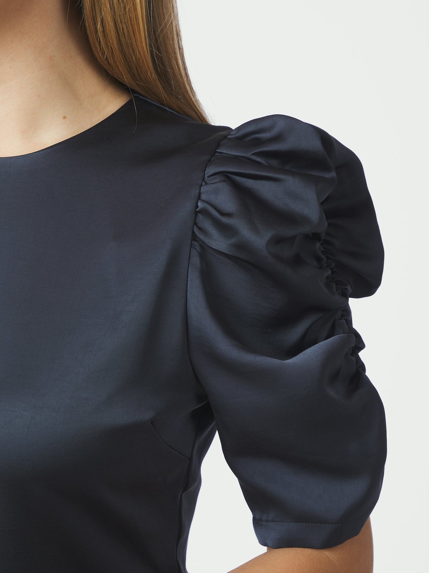 Benua Heavy Sateen Blouse Midnight Blue Neo Noir