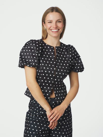 Anela Dot Blouse Black