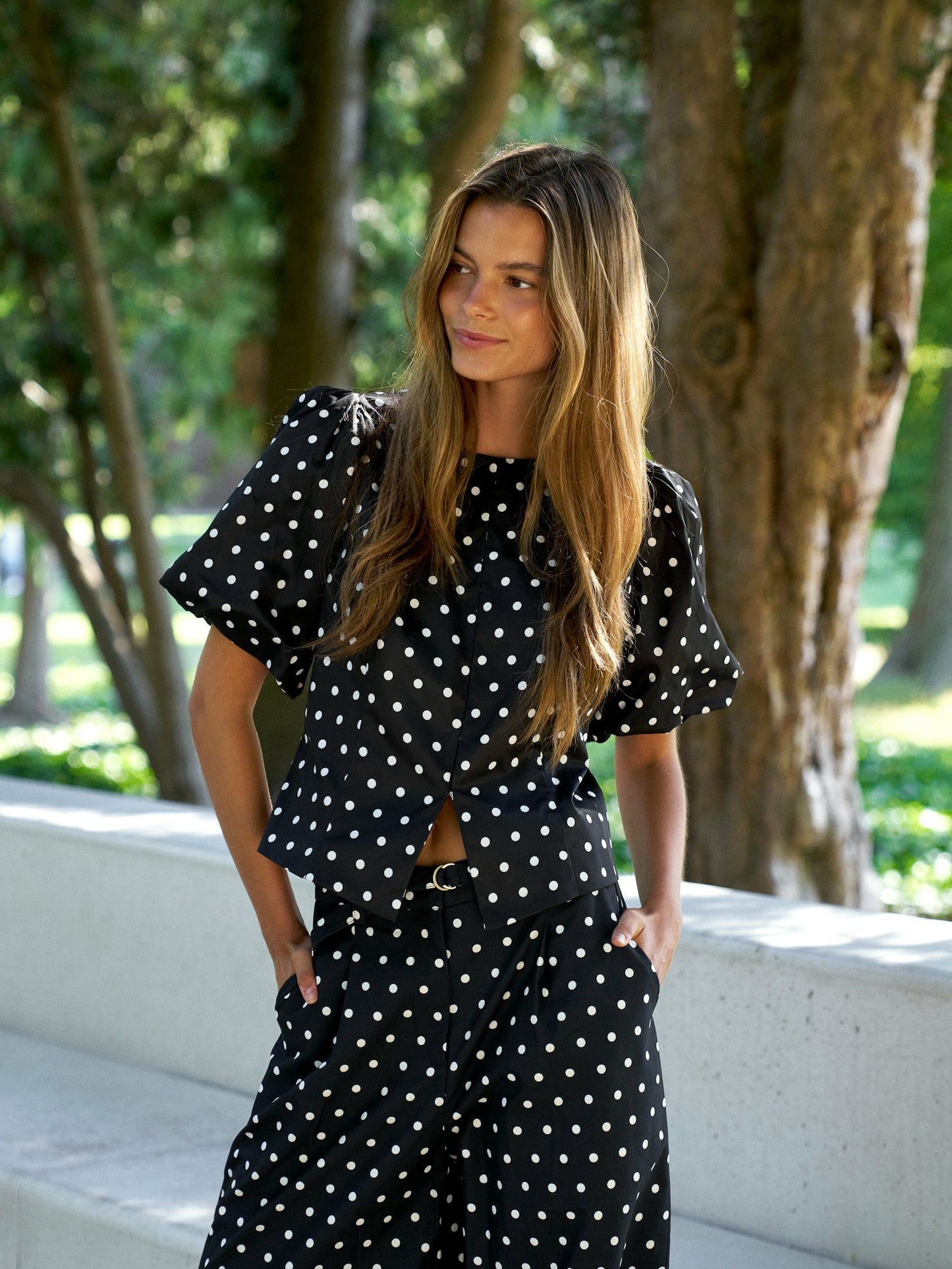 Anela Dot Blouse Black