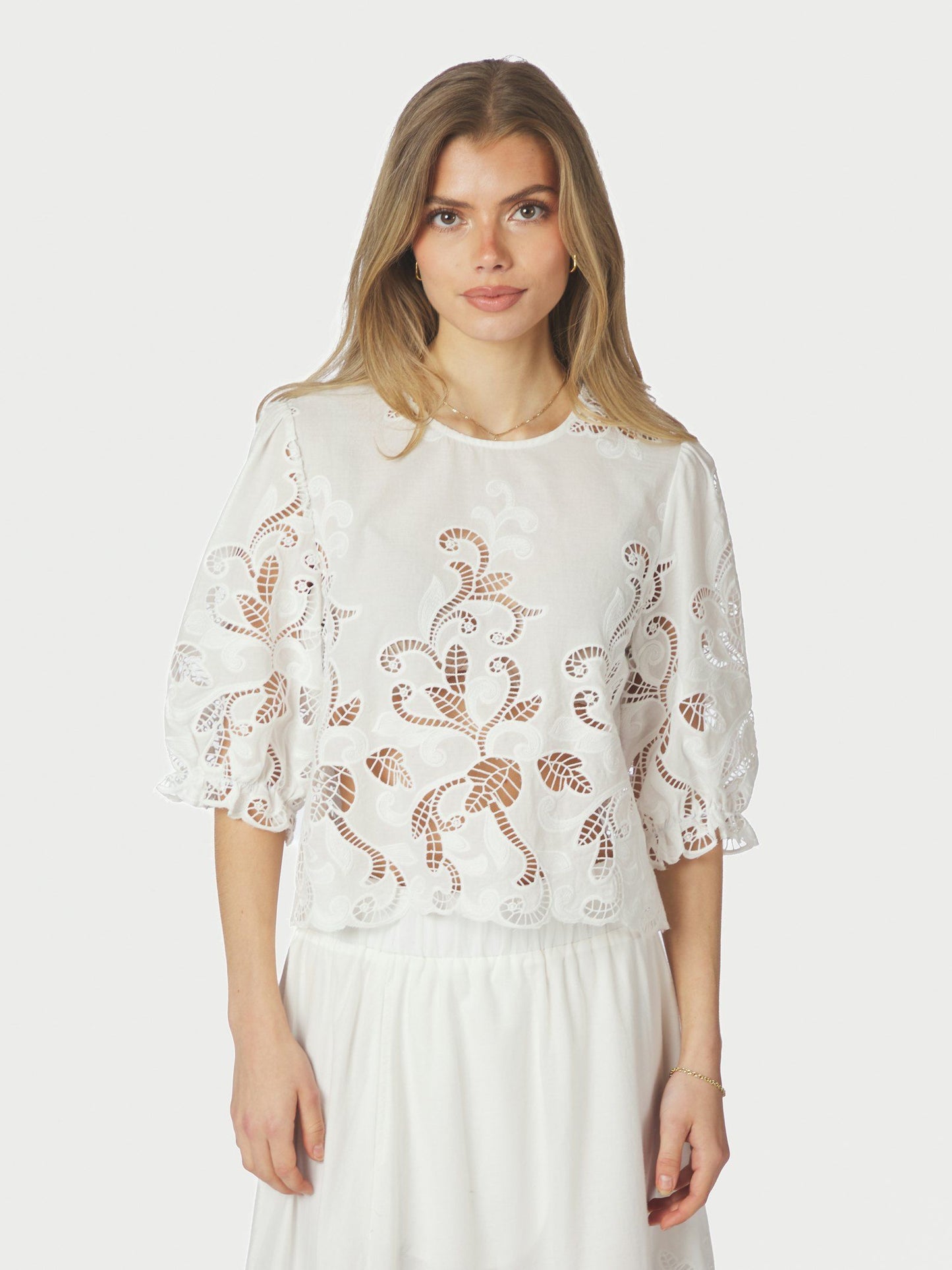 Fia Embroidery Blouse Production White Neo Noir
