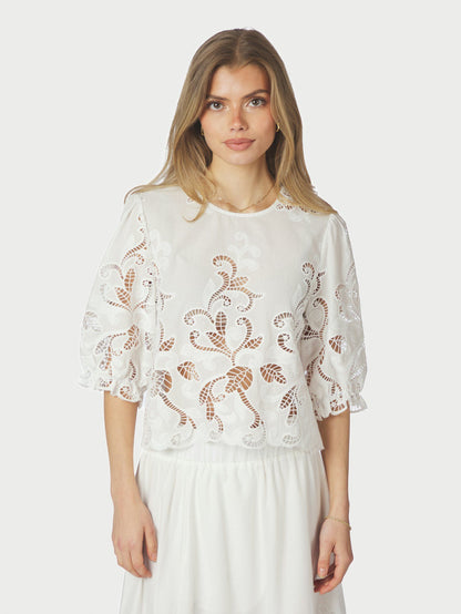 Fia Embroidery Blouse Production White Neo Noir