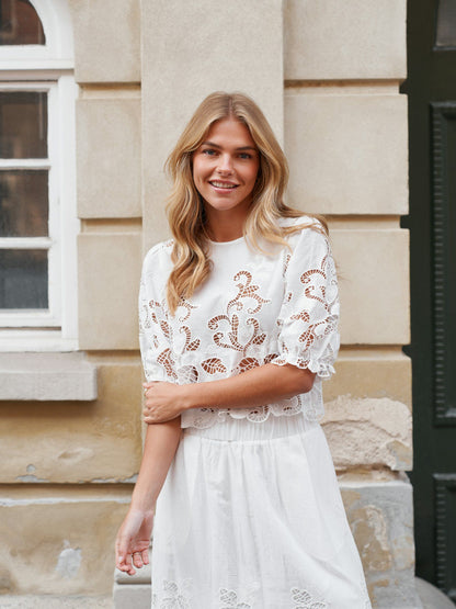 Fia Embroidery Blouse Production White Neo Noir