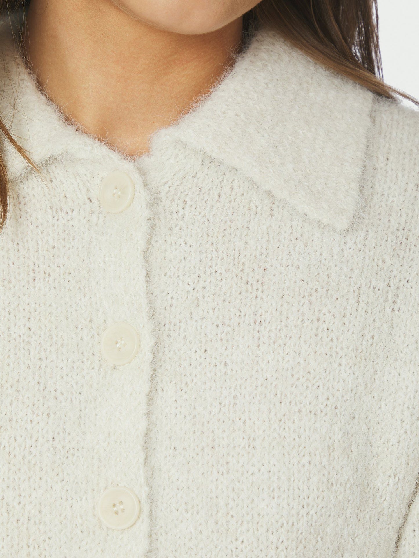 Ramera Fluffy Knit Cardigan Off White Neo Noir