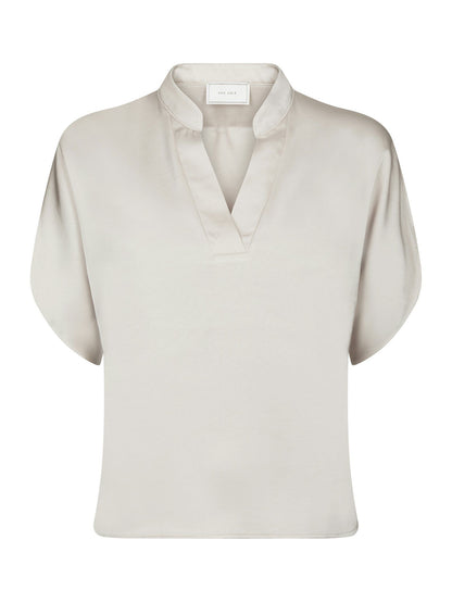 Anelle Heavy Sateen Blouse Pearl Neo Noir