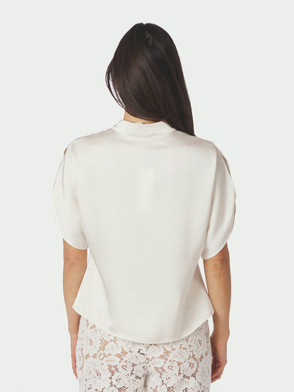 Anelle Heavy Sateen Blouse Pearl Neo Noir
