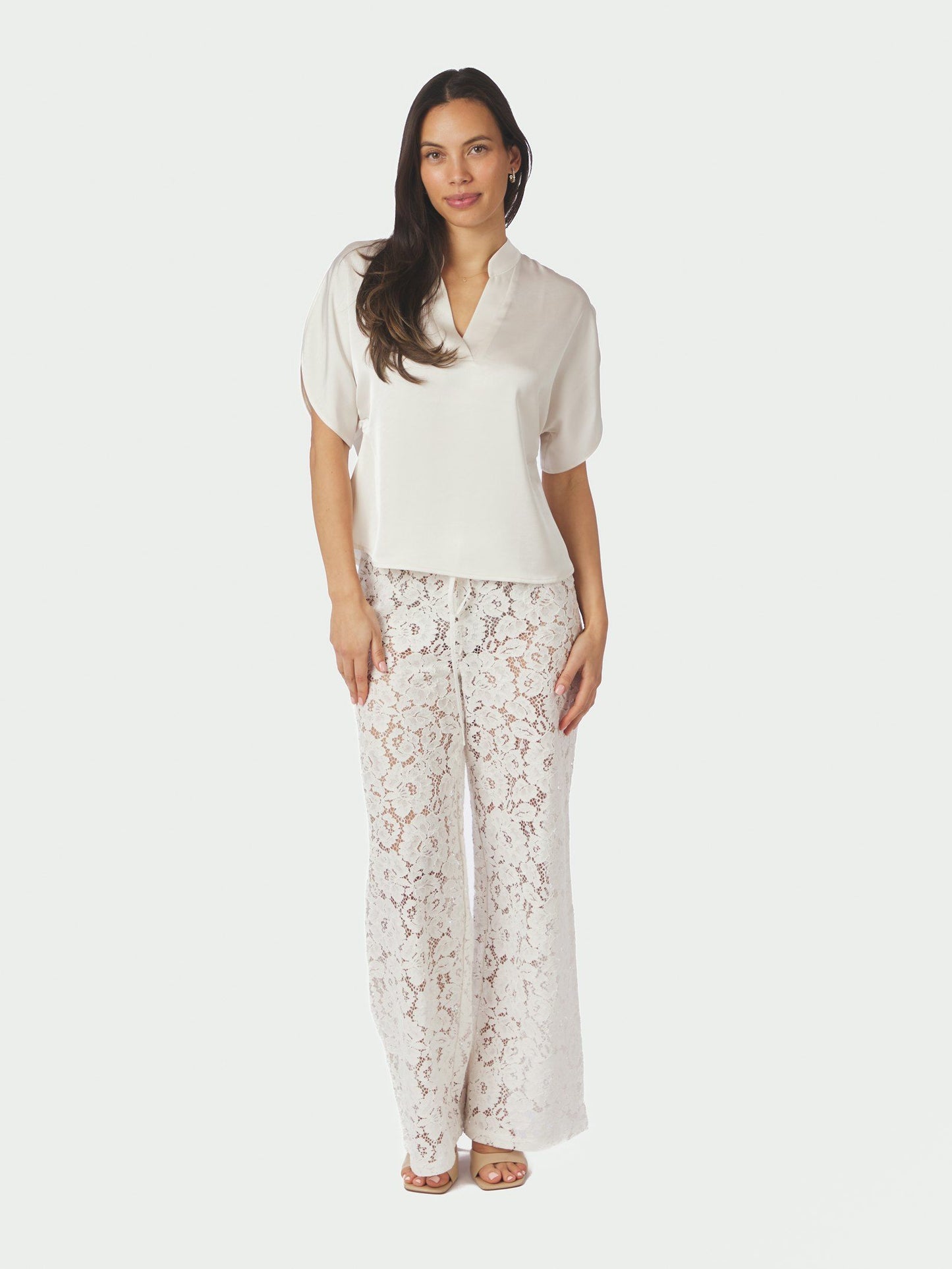 Anelle Heavy Sateen Blouse Pearl Neo Noir