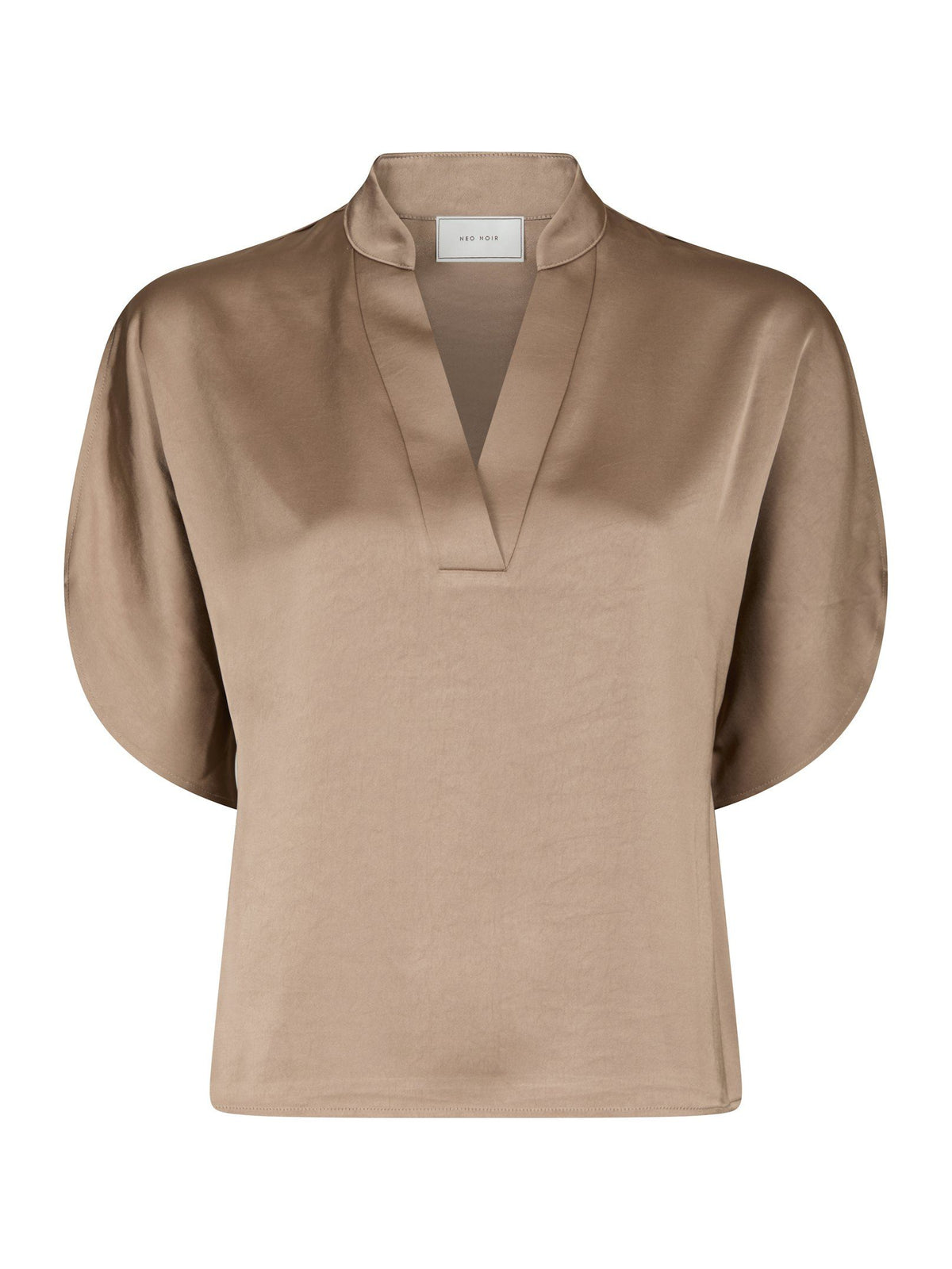 Anelle Heavy Sateen Blouse Dark Taupe Neo Noir