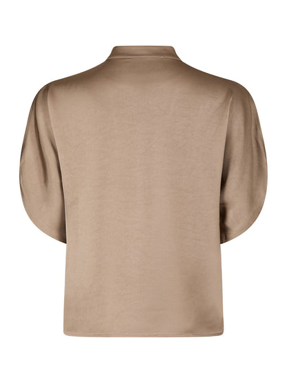 Anelle Heavy Sateen Blouse Dark Taupe Neo Noir