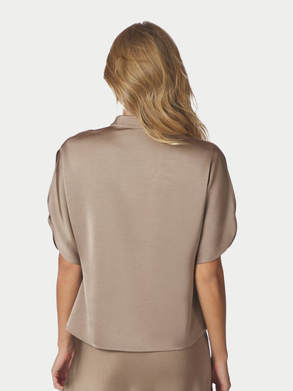 Anelle Heavy Sateen Blouse Dark Taupe Neo Noir