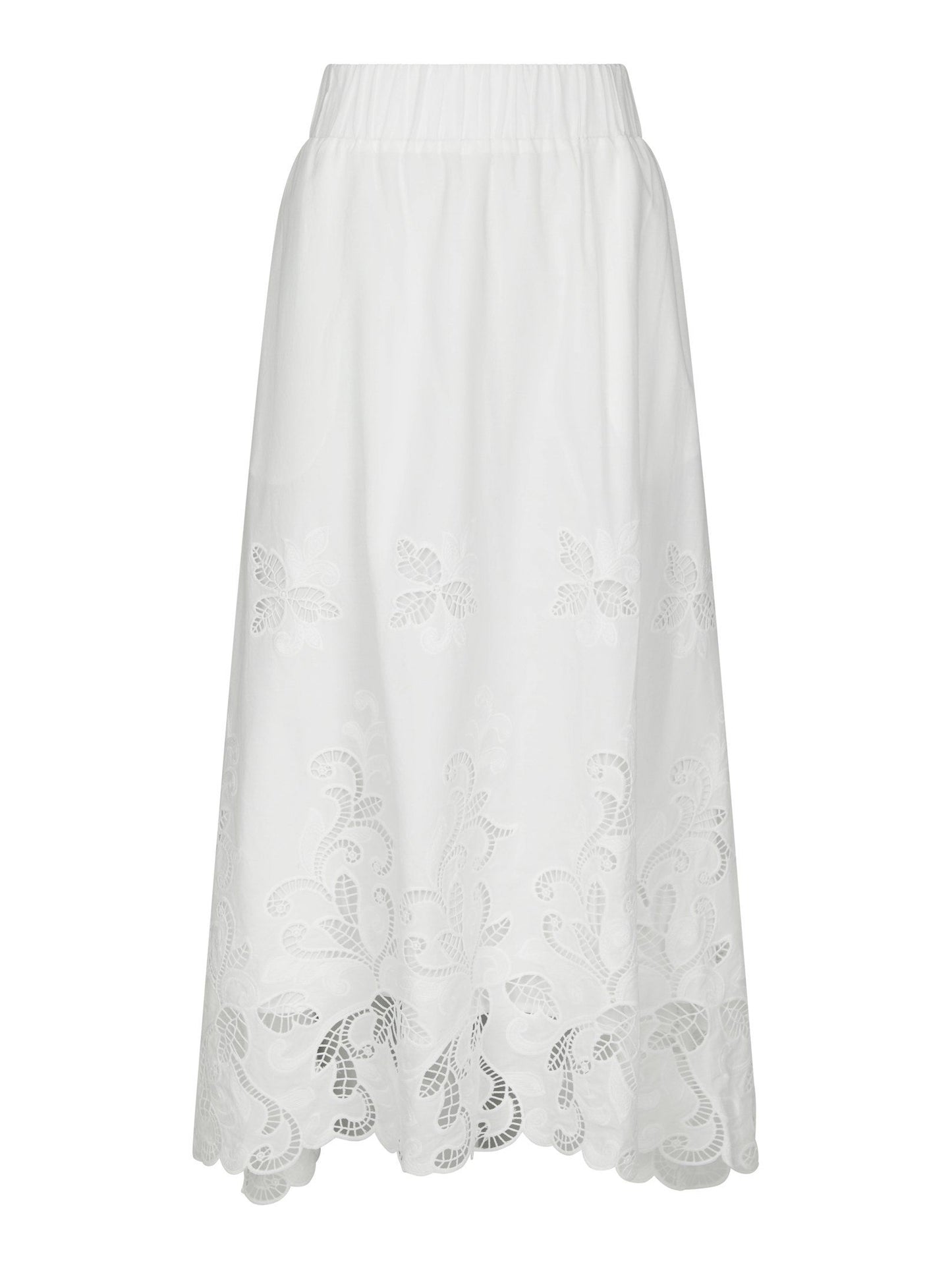 Yara Long Emb Skirt White Neo Noir