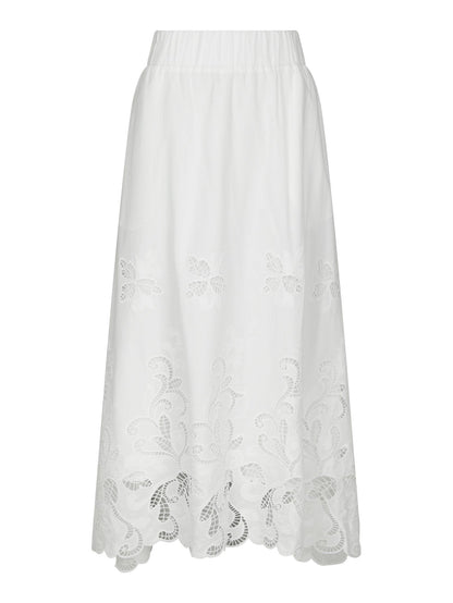 Yara Long Emb Skirt White Neo Noir