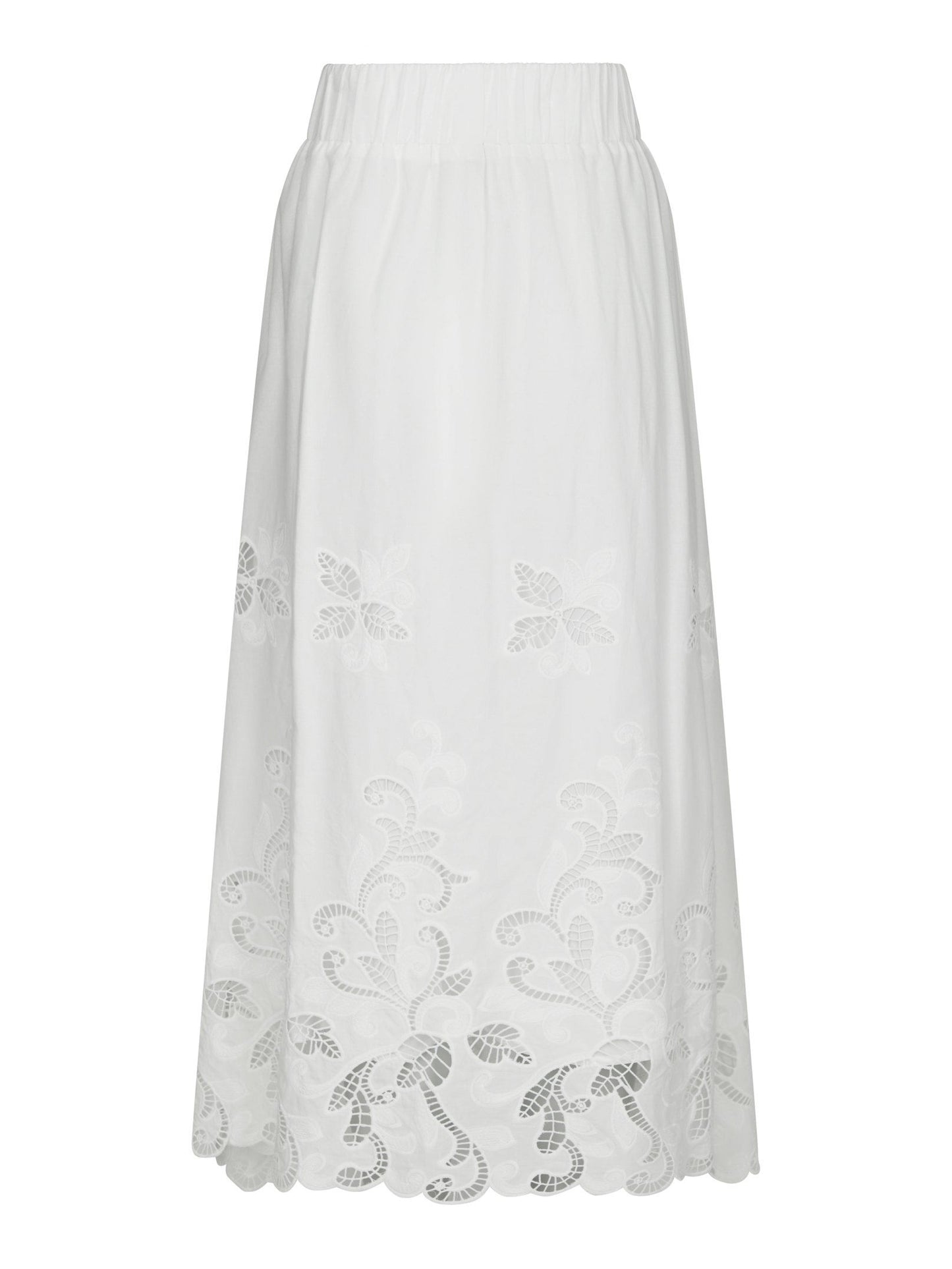 Yara Long Emb Skirt White Neo Noir