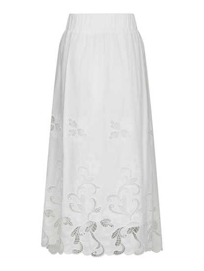 Yara Long Emb Skirt White Neo Noir