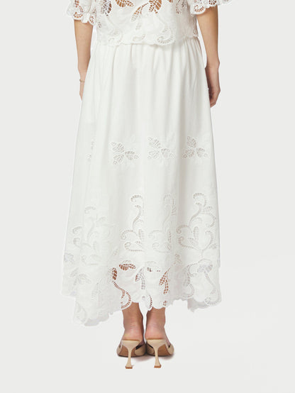 Yara Long Emb Skirt White Neo Noir
