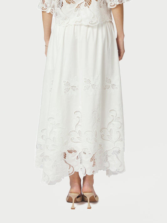 Yara Long Emb Skirt White Neo Noir