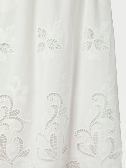 Yara Long Emb Skirt White Neo Noir
