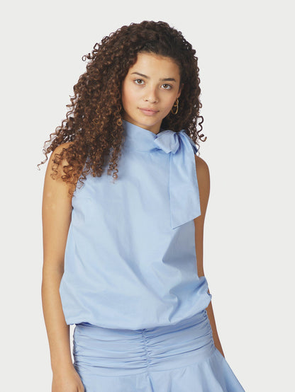 Veda Poplin Top Light Blue Neo Noir