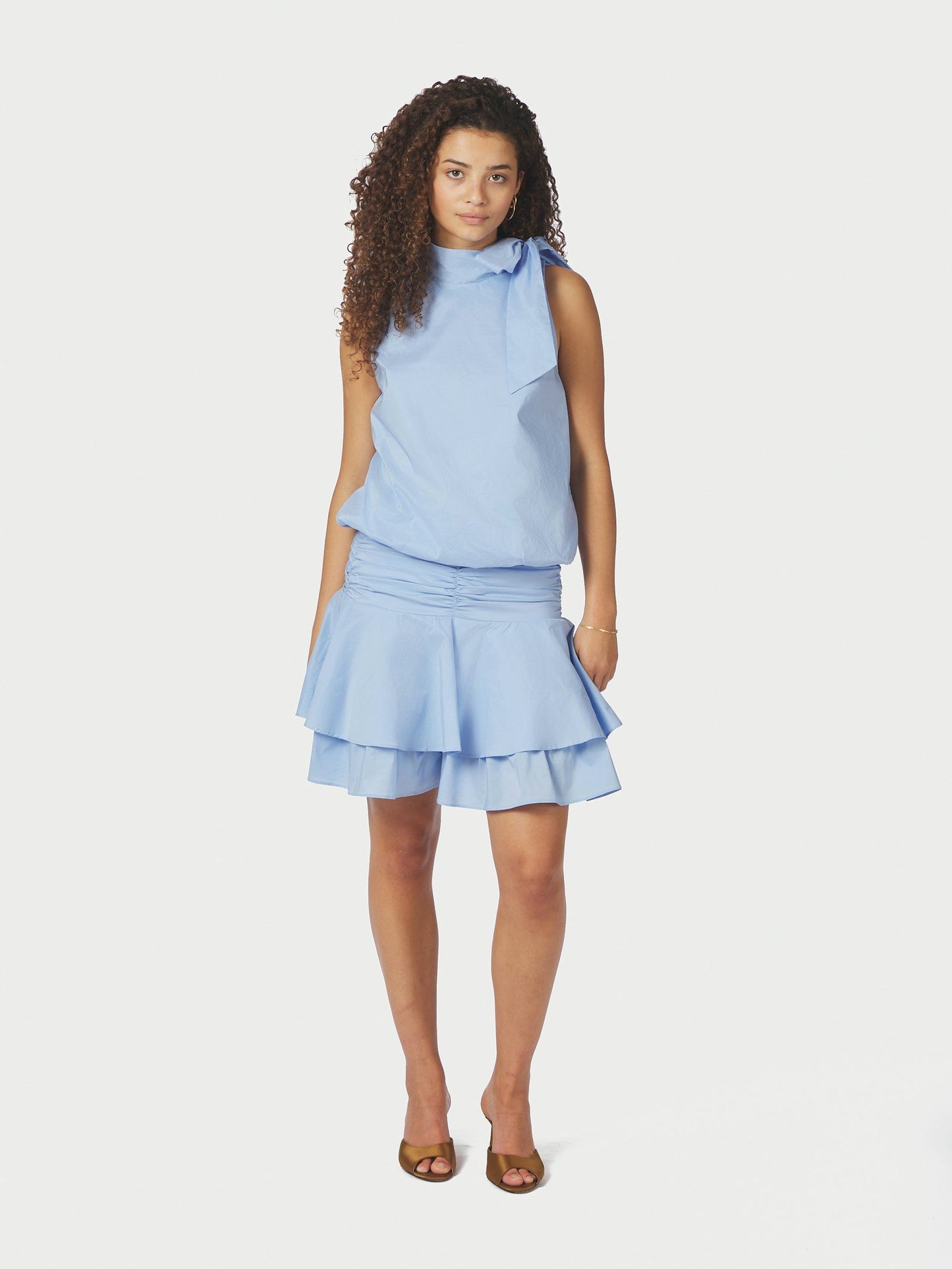 Veda Poplin Top Light Blue Neo Noir