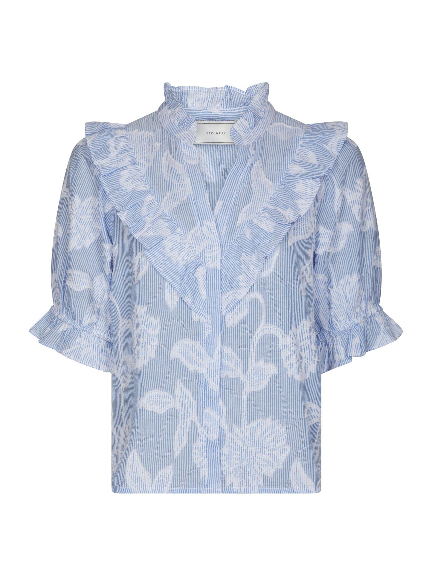 Manet Jacquard Blouse Light Blue Neo Noir